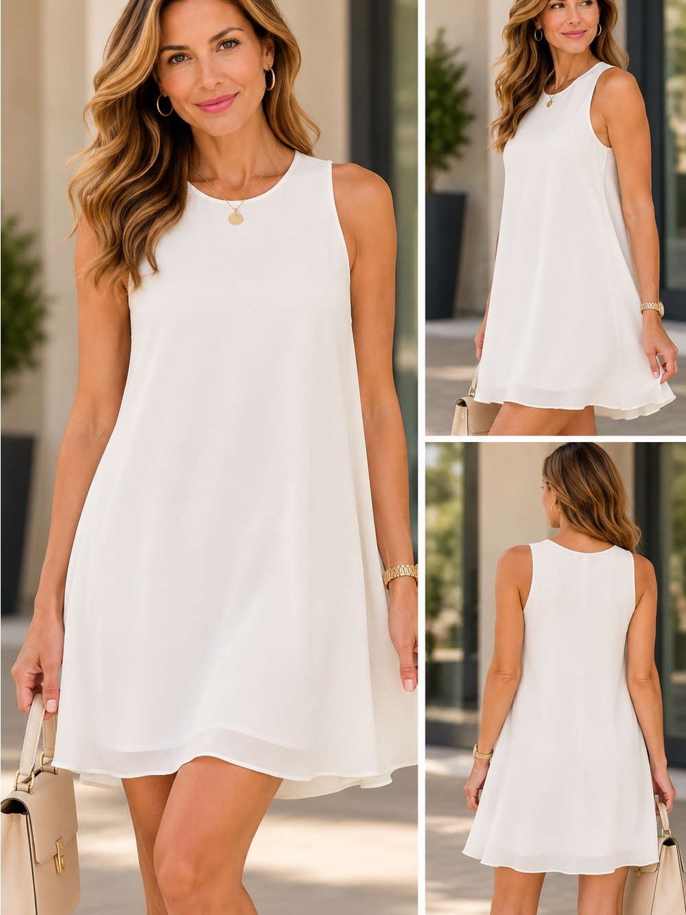 Zara Women's Sleeveless Mini Dress in White